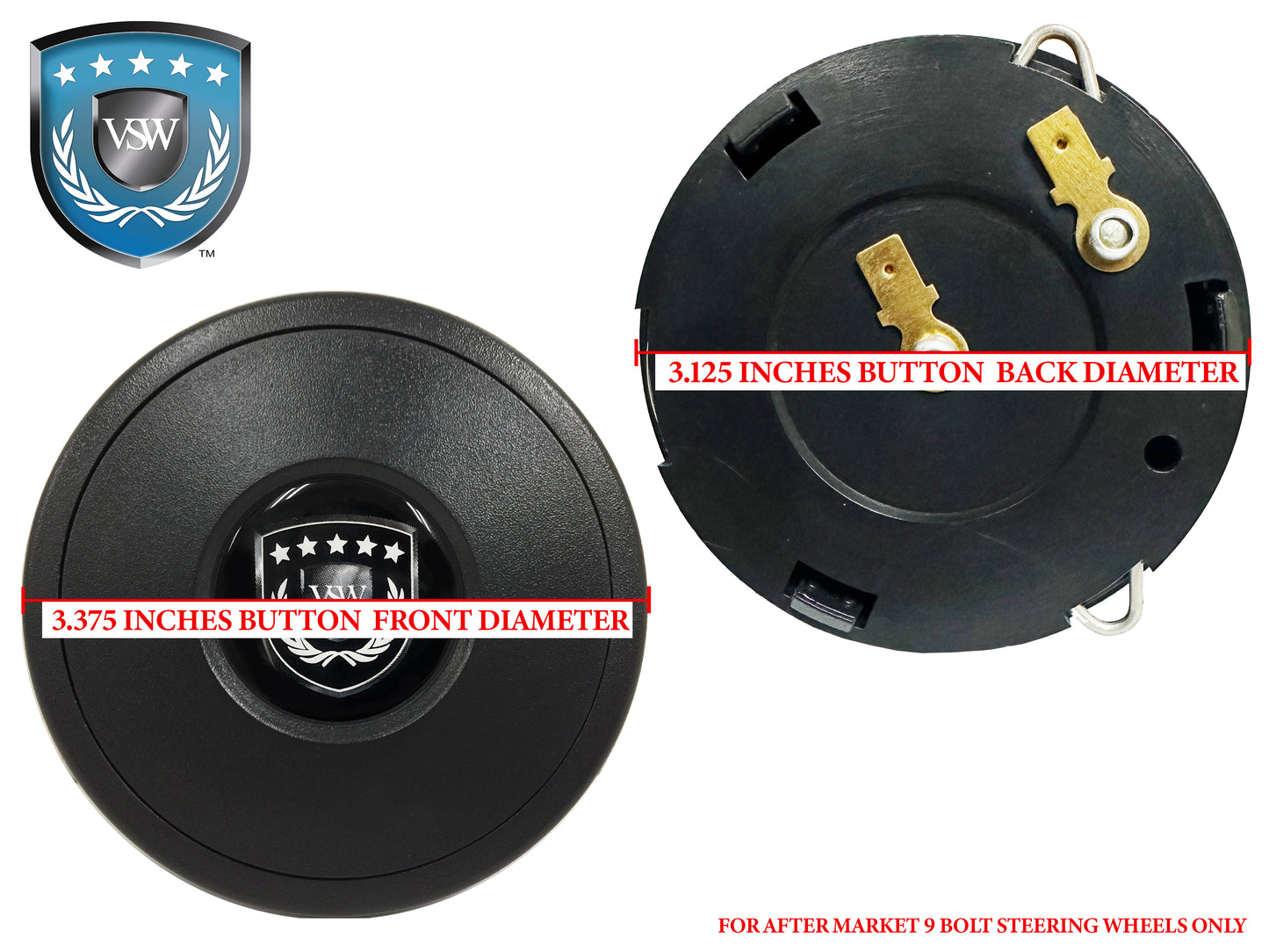 VSW S9 | Black VSW Emblem | Standard Horn Button | STEVSWBLK