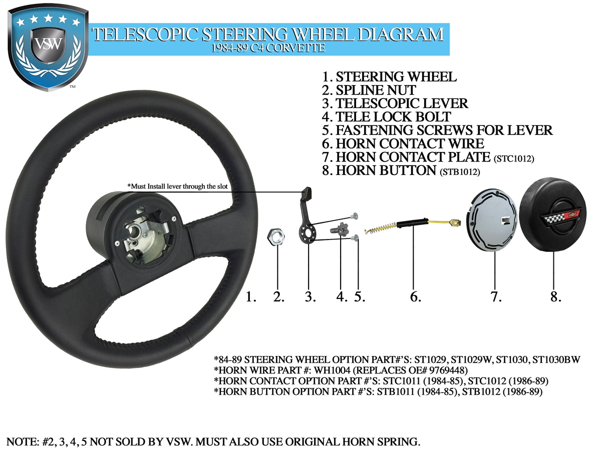 1984-1989 C4 Corvette Leather/Black Ash Steering Wheel | ST1030BW