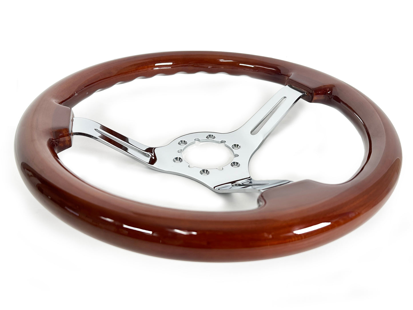 Volkswagen 6-Bolt Steering Wheel Castle Kit | Mahogany Wood / Chrome