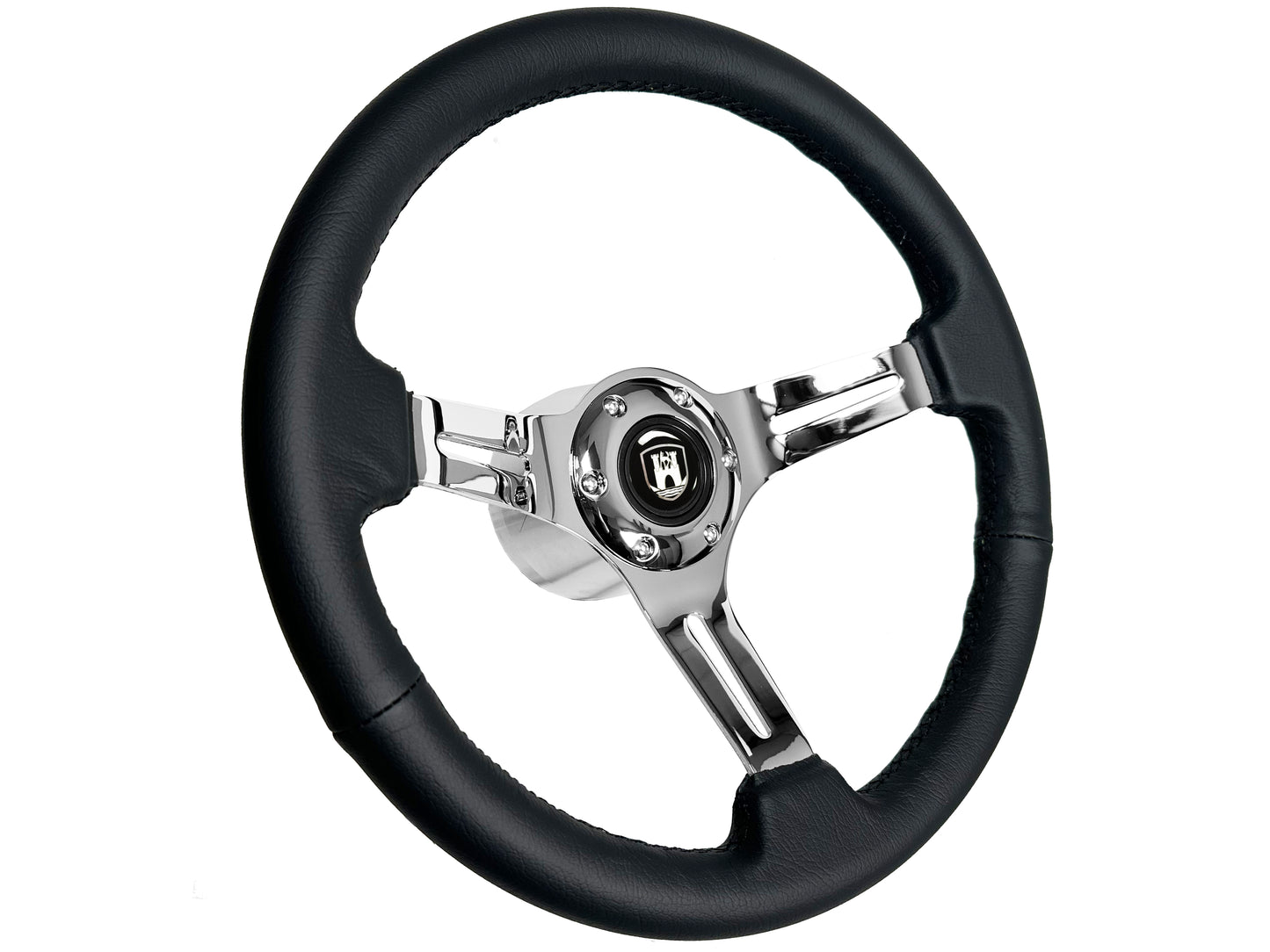 Volkswagen 6-Bolt Steering Wheel Castle Kit | Black Leather / Chrome
