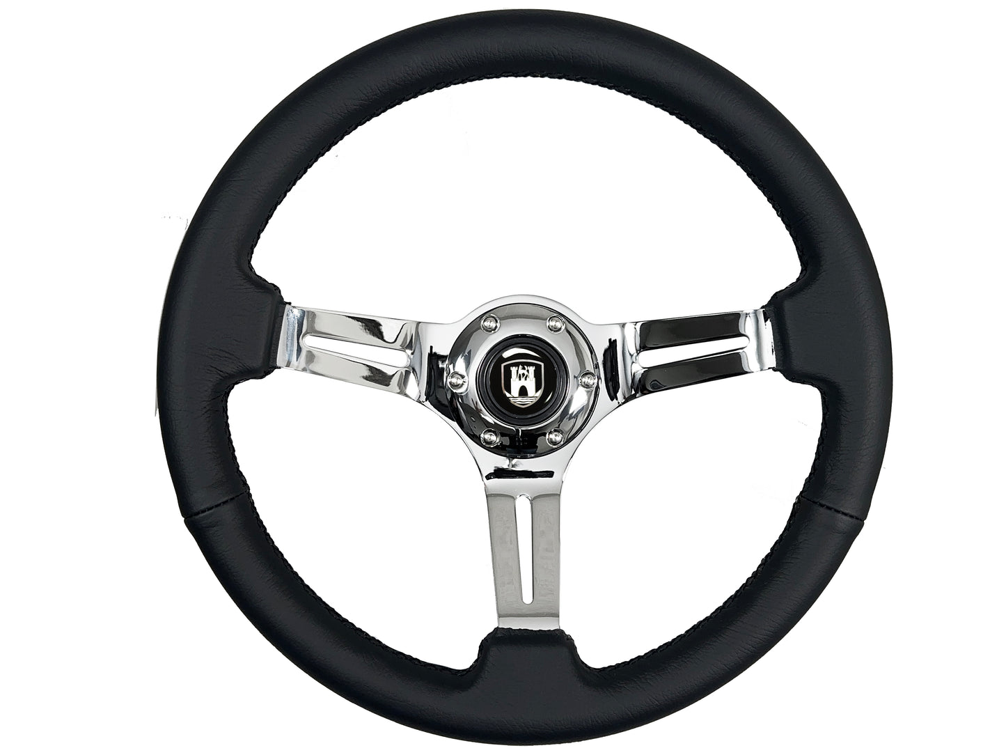 Volkswagen 6-Bolt Steering Wheel Castle Kit | Black Leather / Chrome