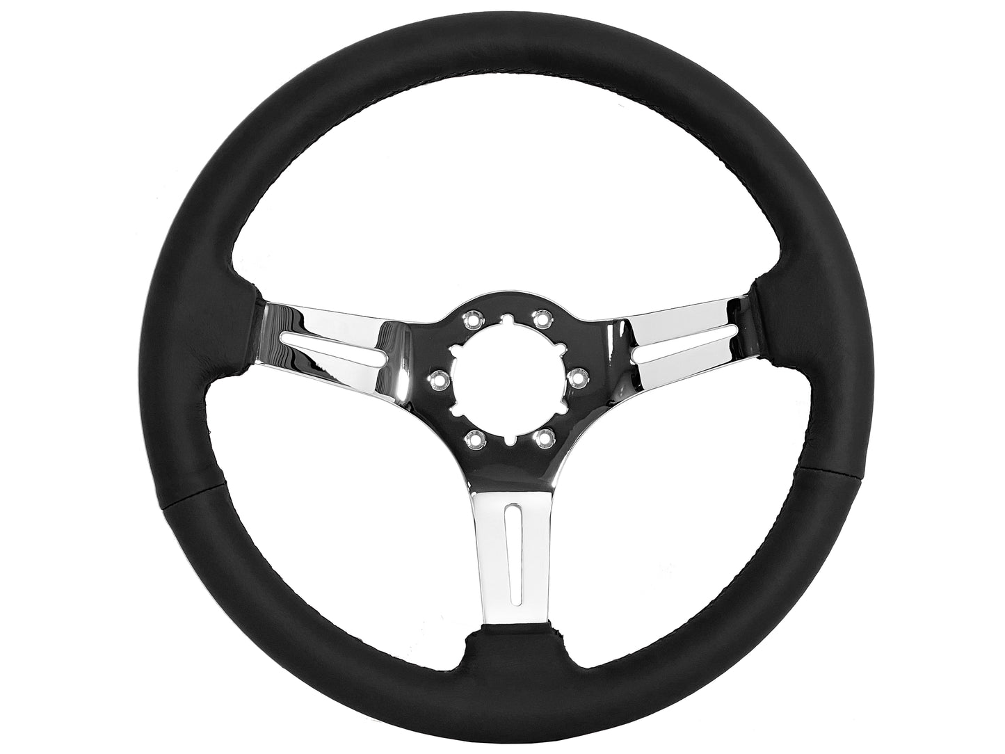 Volkswagen 6-Bolt Steering Wheel Castle Kit | Black Leather / Chrome