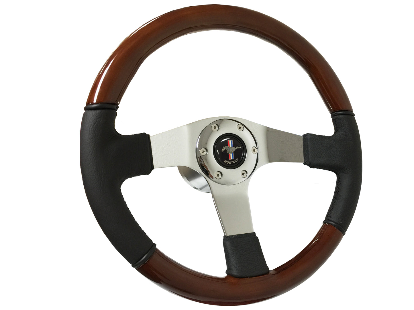 1964.5 Ford Mustang Steering Wheel Kit | Mahogany Wood - Leather