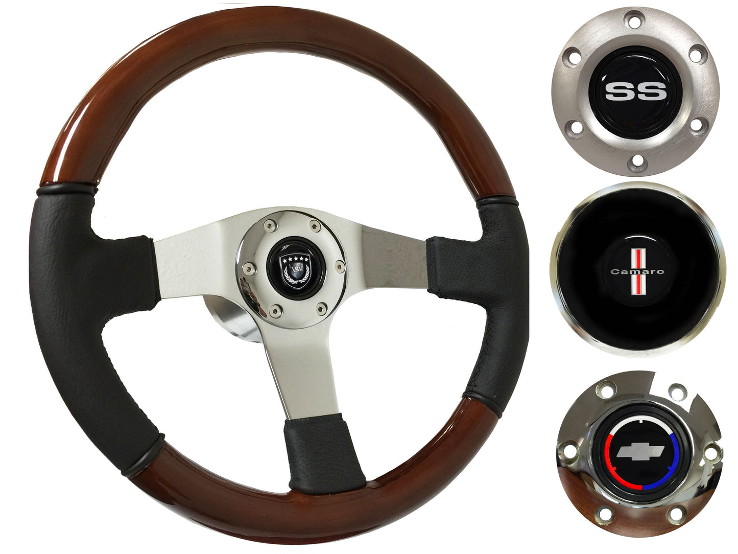 1969-89 Camaro Steering Wheel Kit | Mahogany Wood - Leather | ST3019