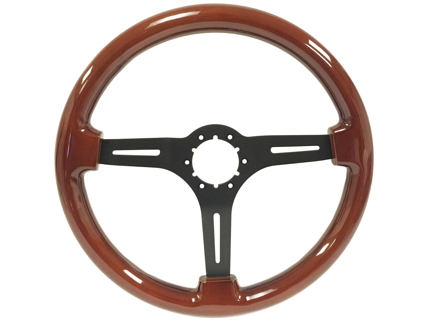 Volkswagen 6-Bolt Steering Wheel Castle Kit | Mahogany Wood / Black Alumunum