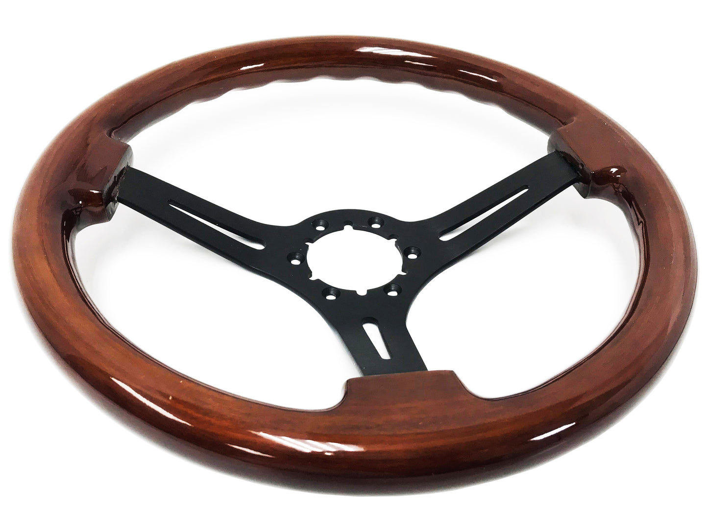 Volkswagen 6-Bolt Steering Wheel Castle Kit | Mahogany Wood / Black Alumunum