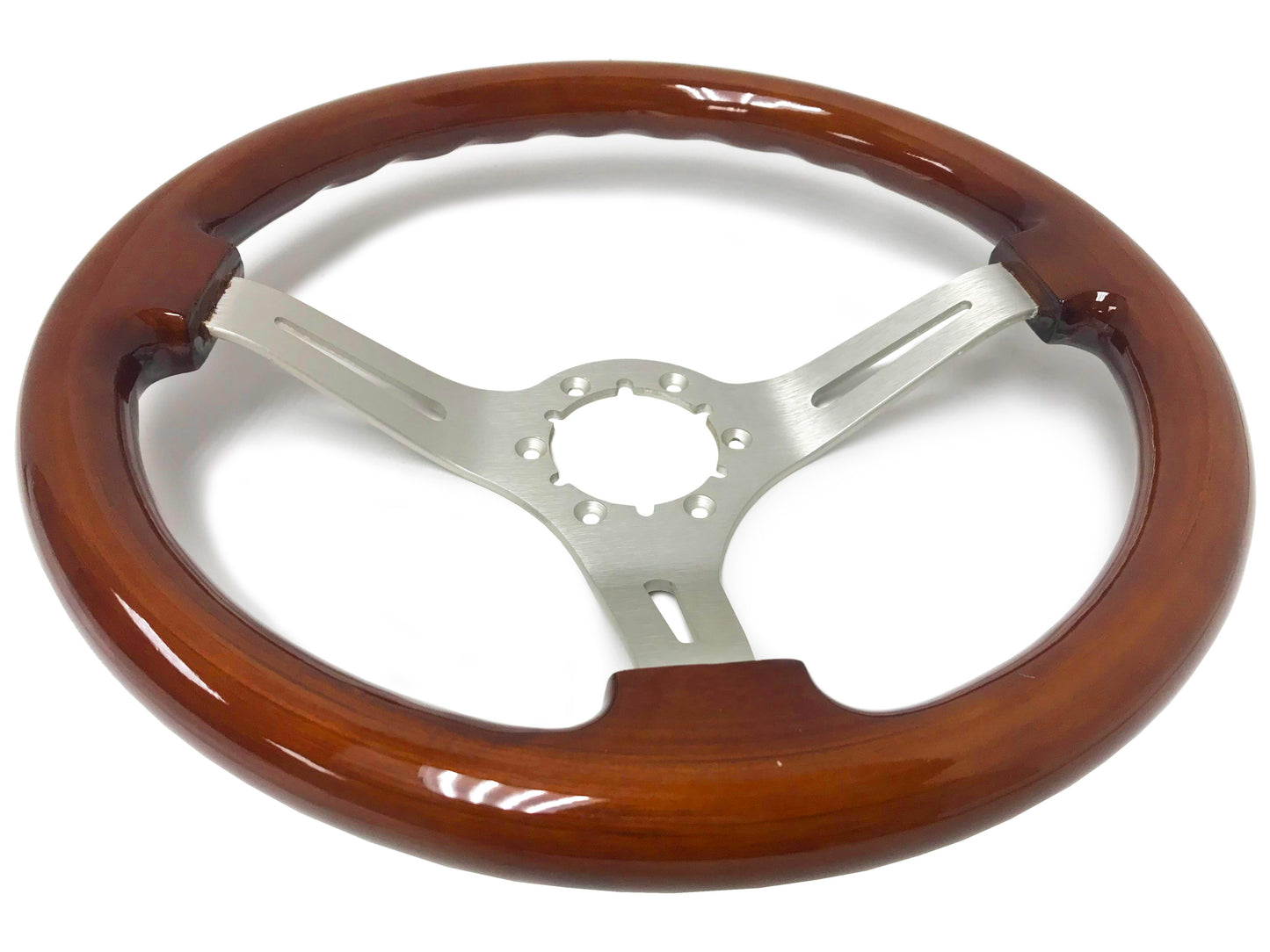 Volkswagen 6-Bolt Steering Wheel Castle Kit | Mahogany Wood / Brushed Alumunum