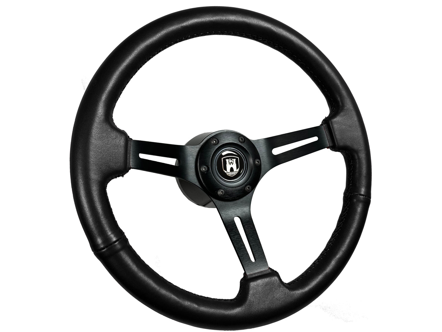 Volkswagen 6-Bolt Steering Wheel Castle Kit | Black Leather / Black Aluminum