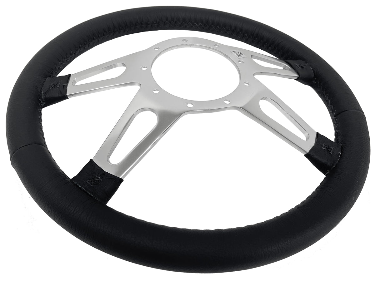 1975-77 Ford Bronco Steering Wheel Kit | Black Leather | ST3070