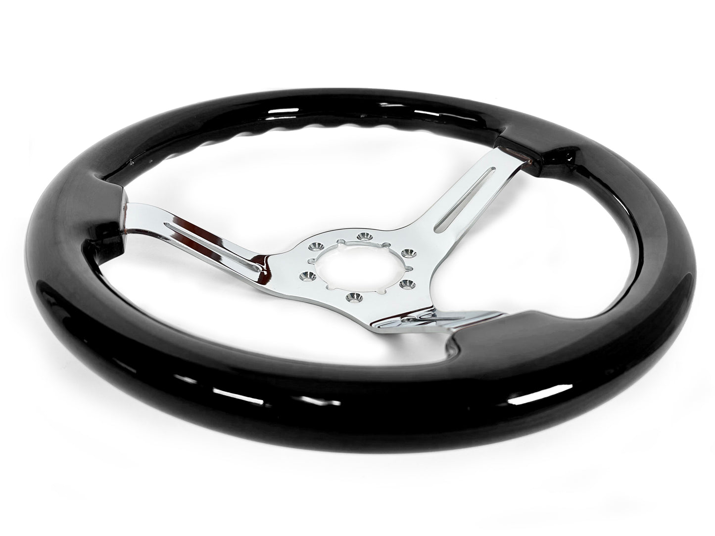 Volkswagen 6-Bolt Steering Wheel Castle Kit | Black Ash Wood / Chrome