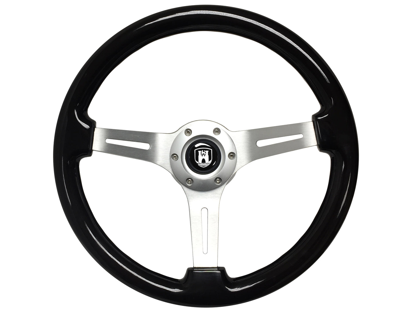 Volkswagen 6-Bolt Steering Wheel Castle Kit | Black Ash Wood / Brushed Alumunum