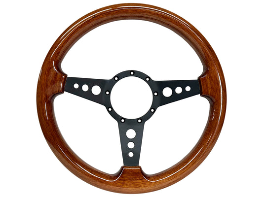 VSW S9 Deluxe Wood Steering Wheel | Walnut Wood, 3-Spoke w/ Holes | ST3176