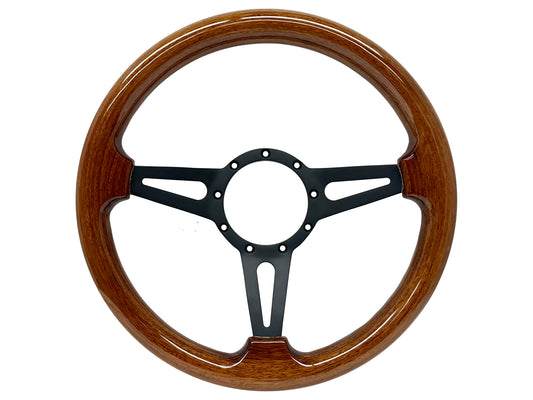 VSW S9 Deluxe Wood Steering Wheel | Walnut Wood, Slotted 3-Spoke | ST3178