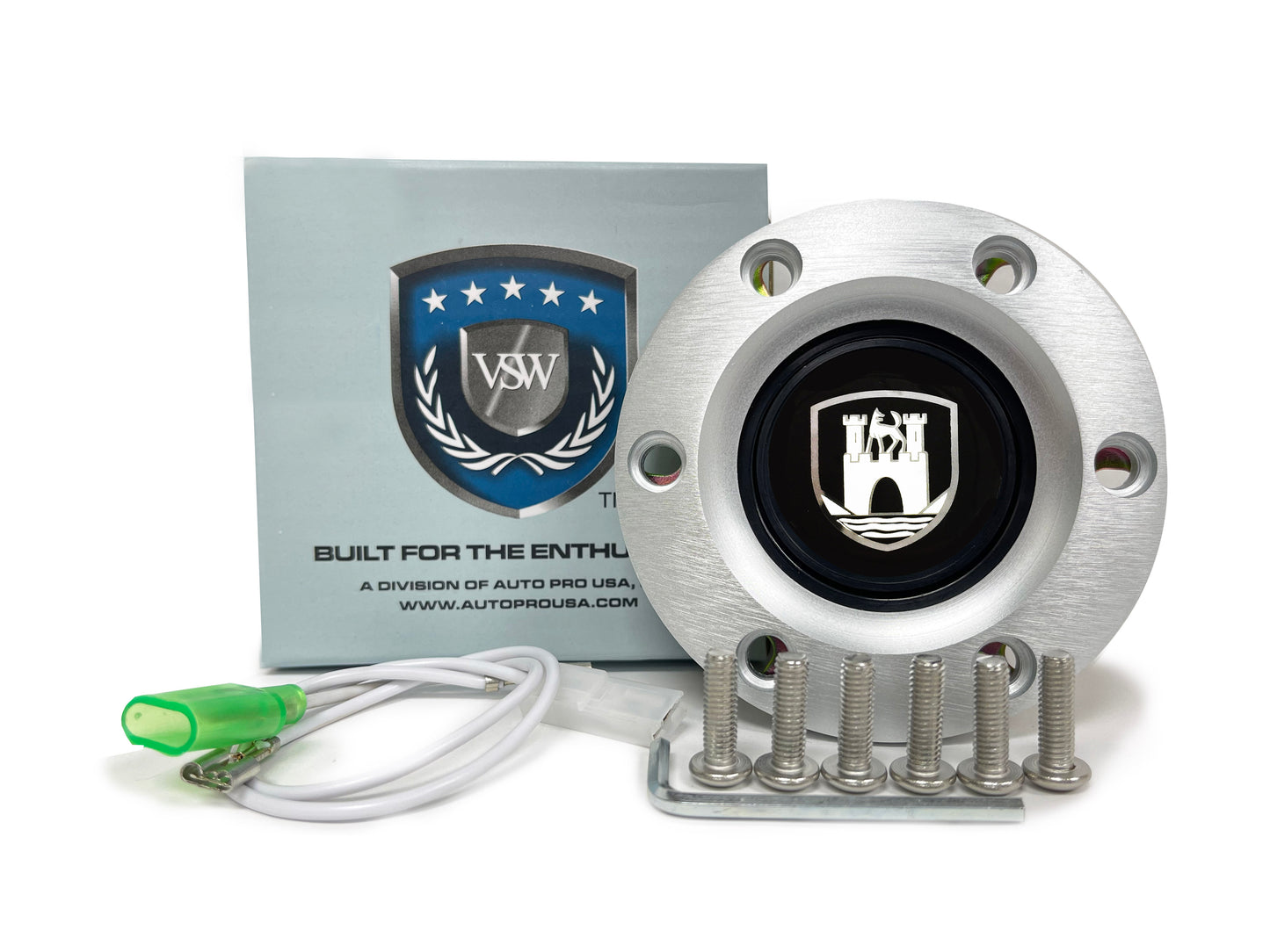 Volkswagen 6-Bolt Steering Wheel Castle Kit | Black Ash Wood / Brushed Alumunum