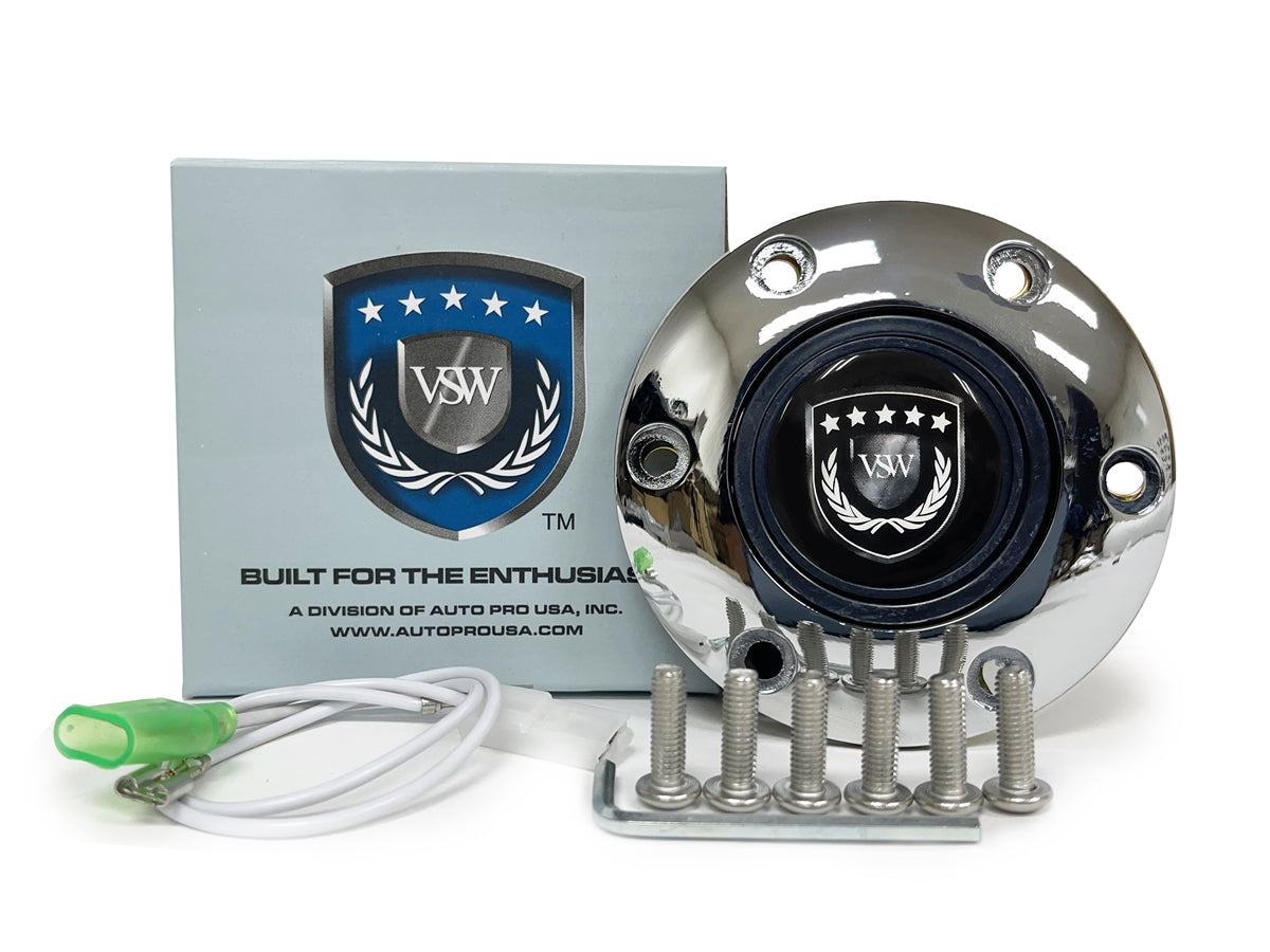 VSW S6 | Black VSW Emblem | Chrome Horn Button | STEVSWBLK-CHR