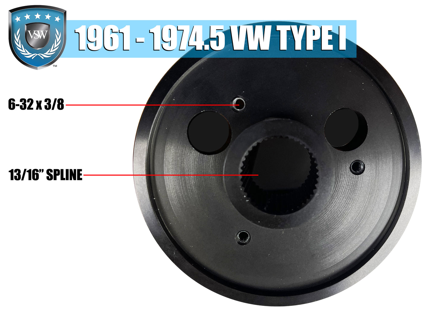 1961-74.5 VW Type I S6 Silver Hub Adapter with 13/16" Spline | STH1028SIL