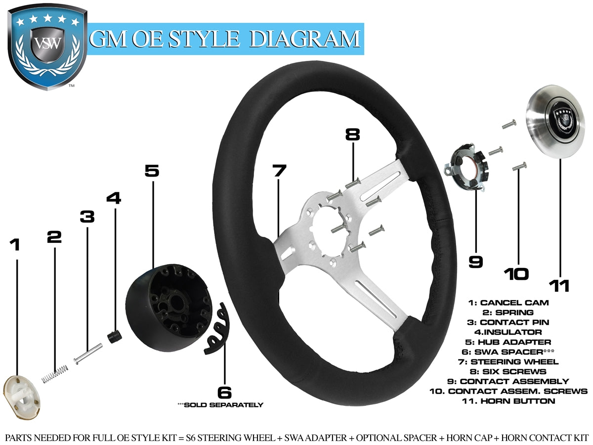 1967-1968 GM Wood Wheel Black Adapter | SWA1001BLK