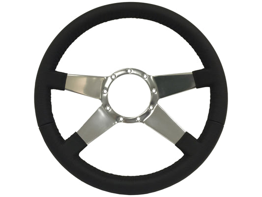 VSW S9 Premium Leather Steering Wheel | Black Leather, Solid Spoke | ST3088