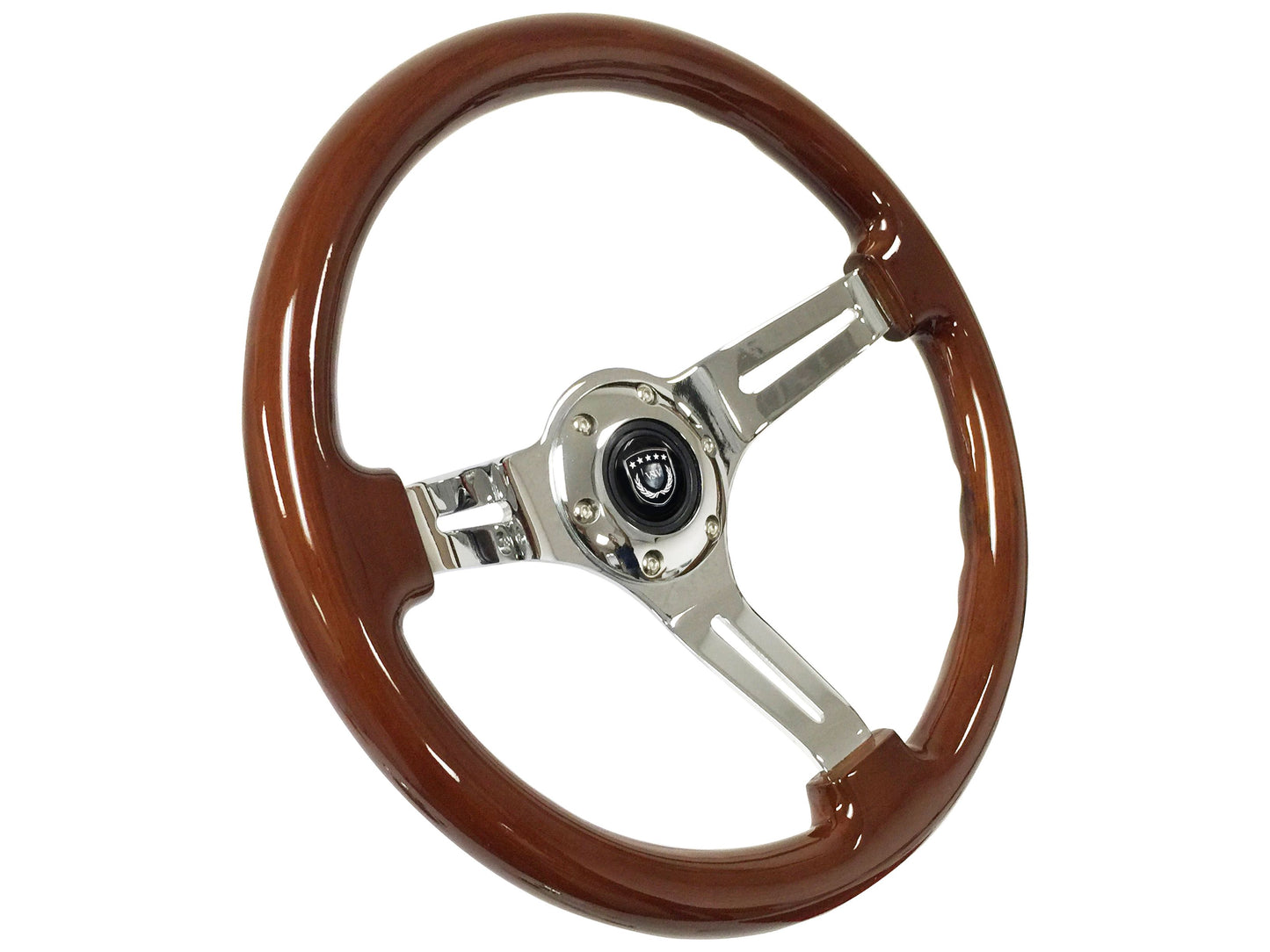 VSW S6 Sport Steering Wheel | Mahogany Wood, Chrome | ST3011