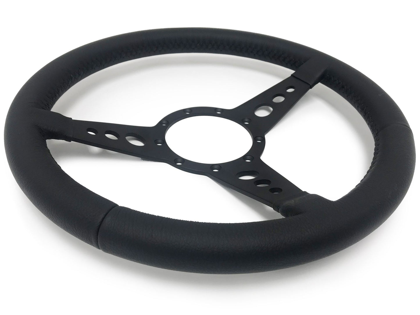 VSW S9 Premium Leather Steering Wheel | Black Leather, 3 Holes | ST3156