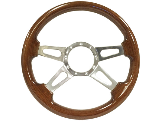 VSW S9 Deluxe Wood Steering Wheel | Walnut Wood, 4-Spoke w/ Slots | ST3080