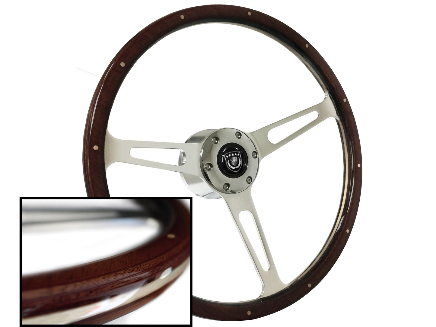 VSW S6 Steering Wheel | Luxury Espresso Wood w/ Rivets | ST3553A