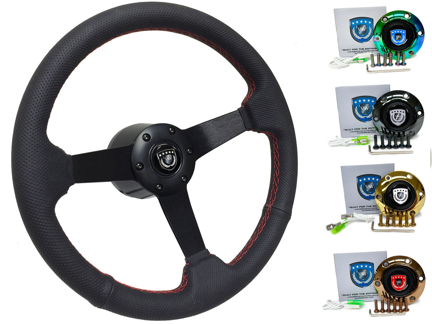 1985-88 BMW 5 Series Steering Wheel Kit | Perforated Black Leather | ST3602RED
