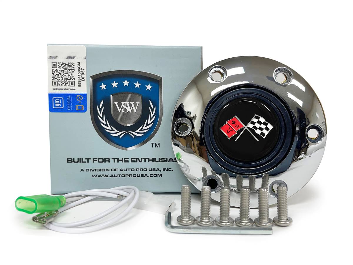 VSW S6 | Cross Flags Emblem | Chrome Horn Button | STE1013CHR