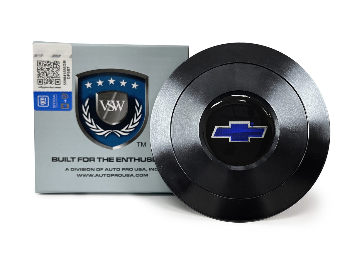 VSW S9 | Blue Chevy Bow Tie Emblem | Black Billet Horn Button | STE1015-21B