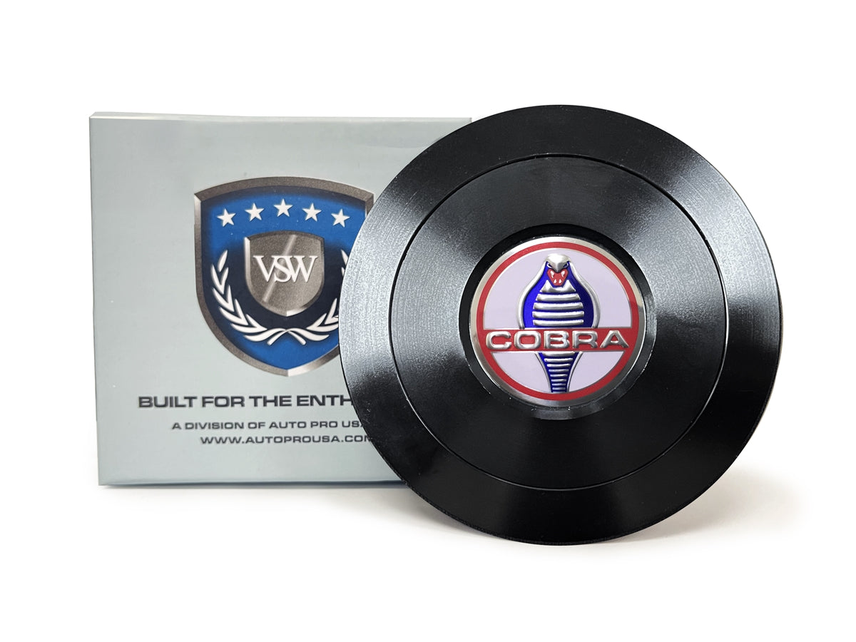 VSW S9 | Classic Shelby Cobra Emblem | Black Billet Horn Button | STE1048-21B