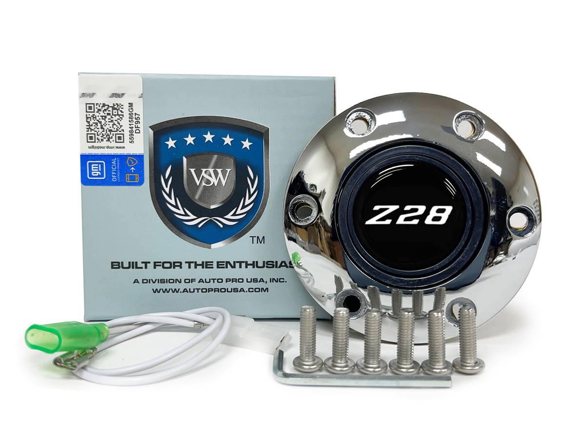VSW S6 | White Camaro Z28 Emblem | Chrome Horn Button | STE1071CHR