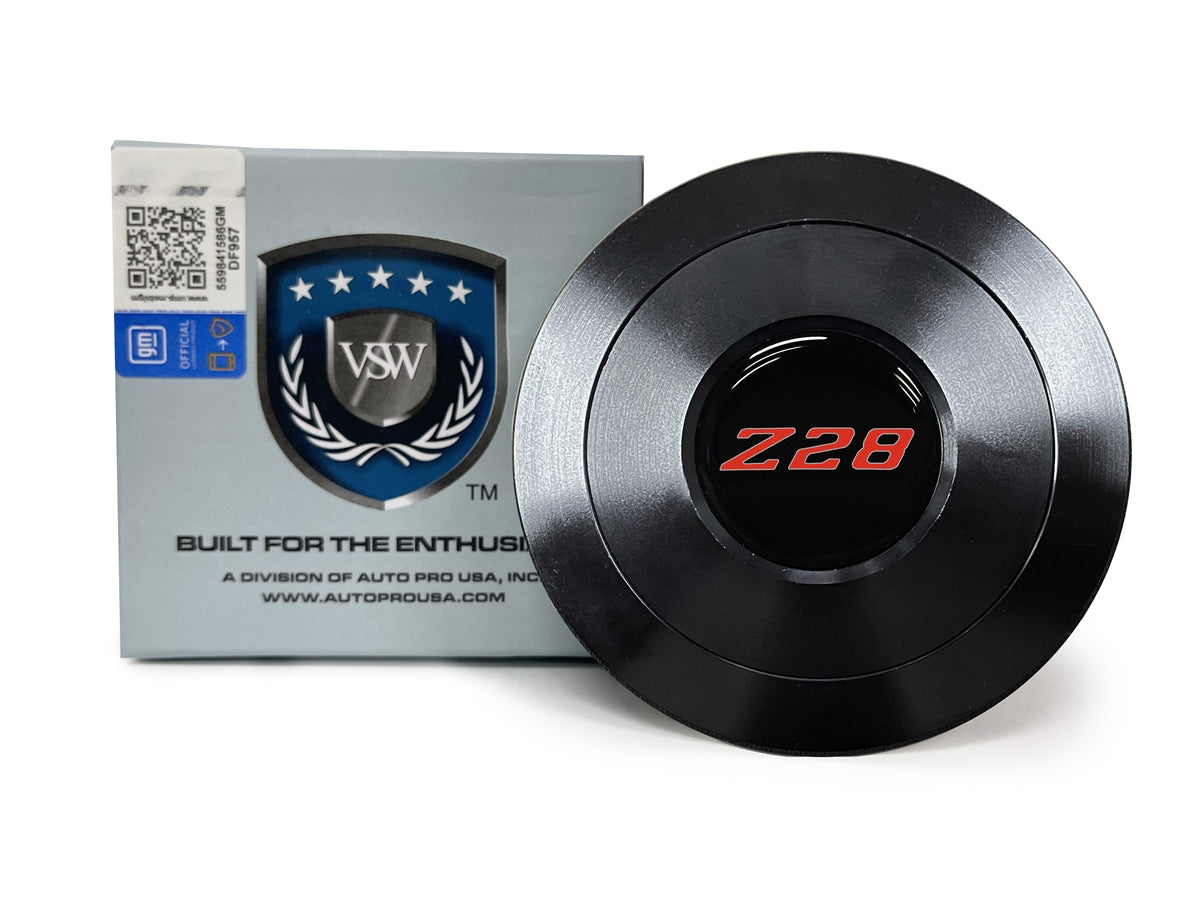 VSW S9 | Red Camaro Z28 Emblem | Black Billet Horn Button | STE1072-21B