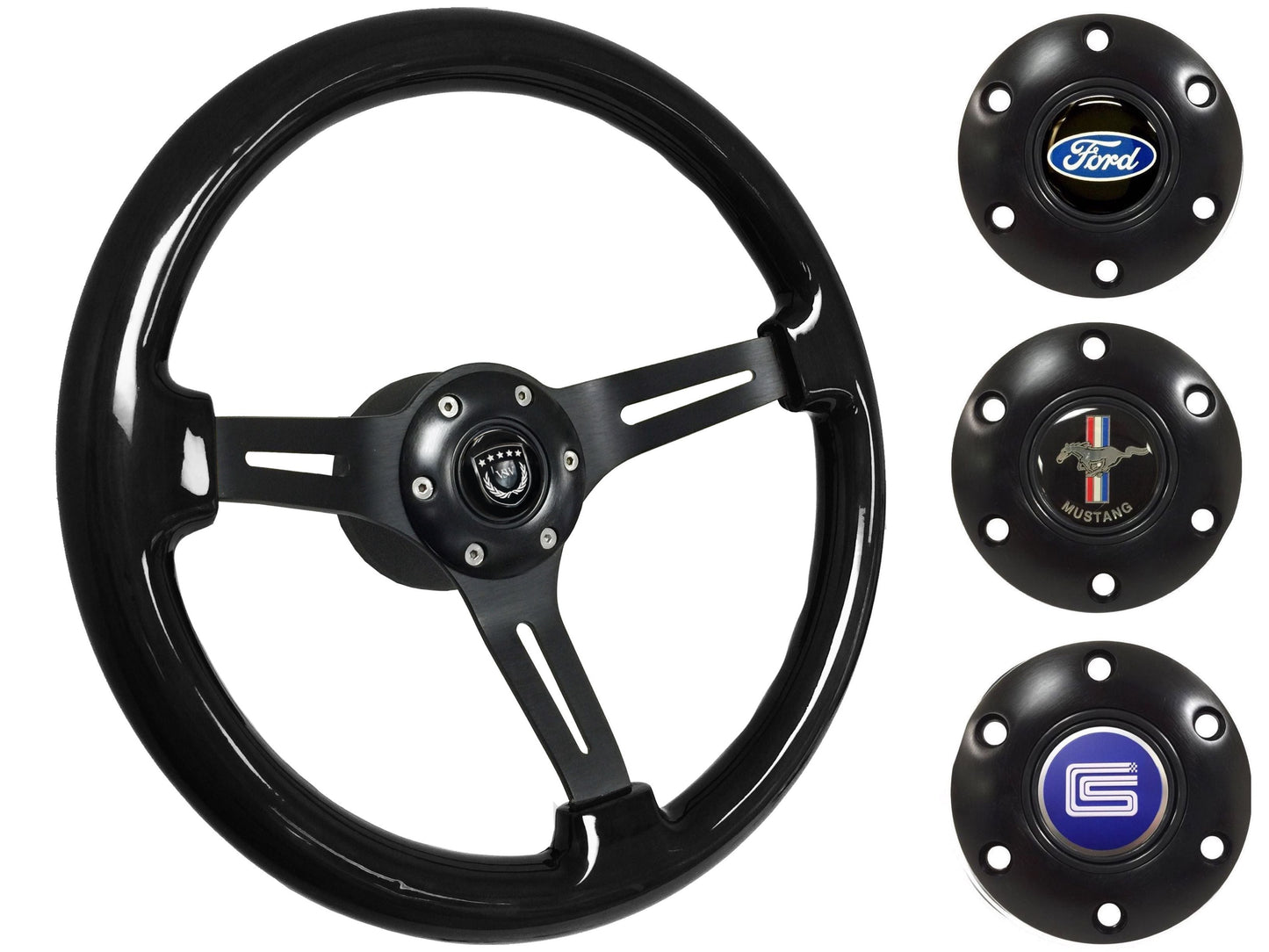 1968-78 Ford Mustang Steering Wheel Kit | Black Ash Wood