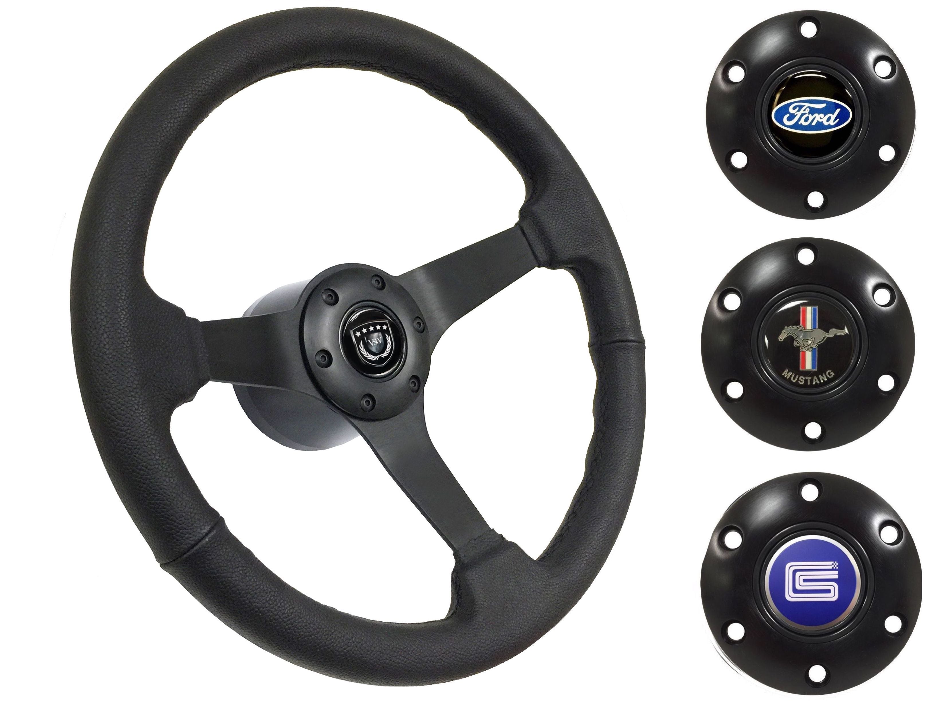 Grant 15" Mustang Pony Steering Wheel – 1965-1969 Classic Muscle Car Stainless Steel Custom Black