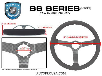 VSW S6 Step Series Steering Wheel | Red Leather, Black | ST3029RED