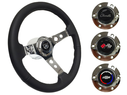 1969-77 Chevelle Steering Wheel Kit | Black Leather | ST3095