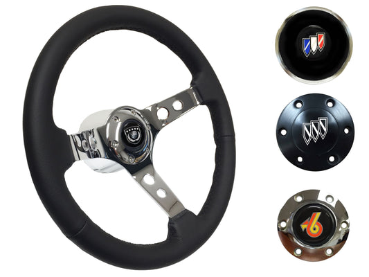 1969-89 Buick Telescopic Steering Wheel Kit | Black Leather | ST3095