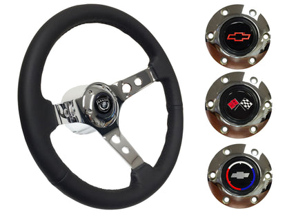 1969-75 Corvette Steering Wheel Kit | Black Leather | ST3095