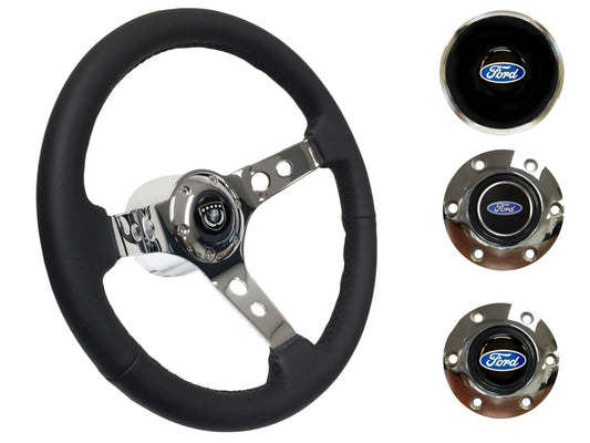 1965-69 Ford Ranchero Steering Wheel Kit | Black Leather | ST3095