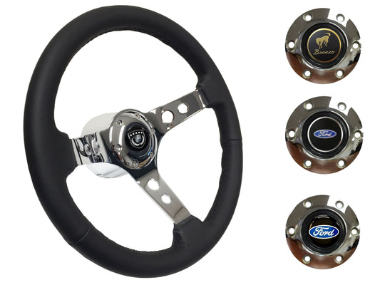 1975-77 Ford Bronco Steering Wheel Kit | Black Leather | ST3095