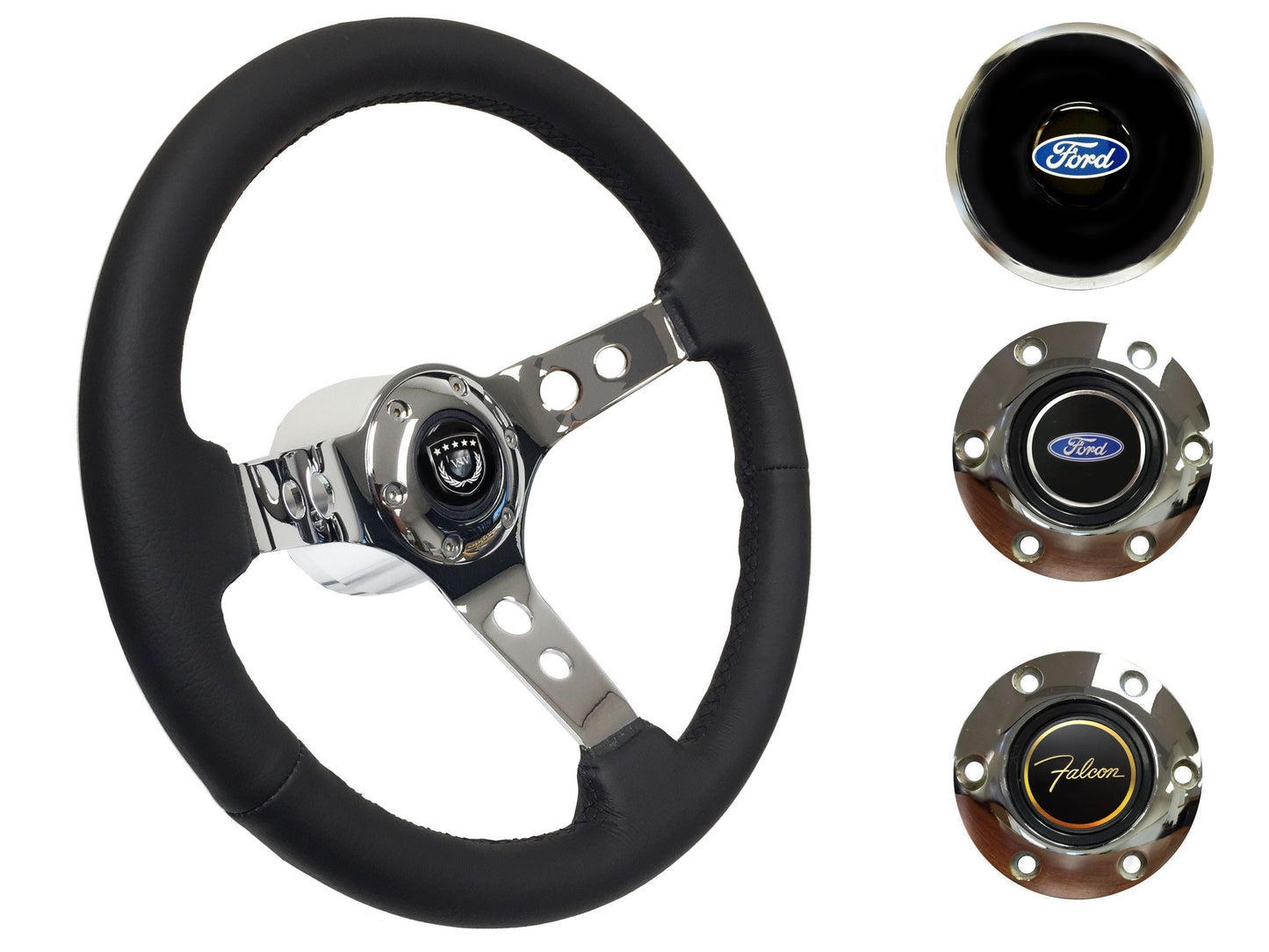 1970 Ford Falcon Steering Wheel Kit | Black Leather | ST3095