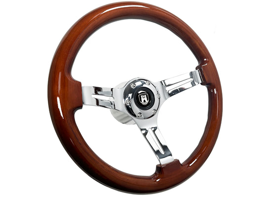 Volkswagen 6-Bolt Steering Wheel Castle Kit | Mahogany Wood / Chrome