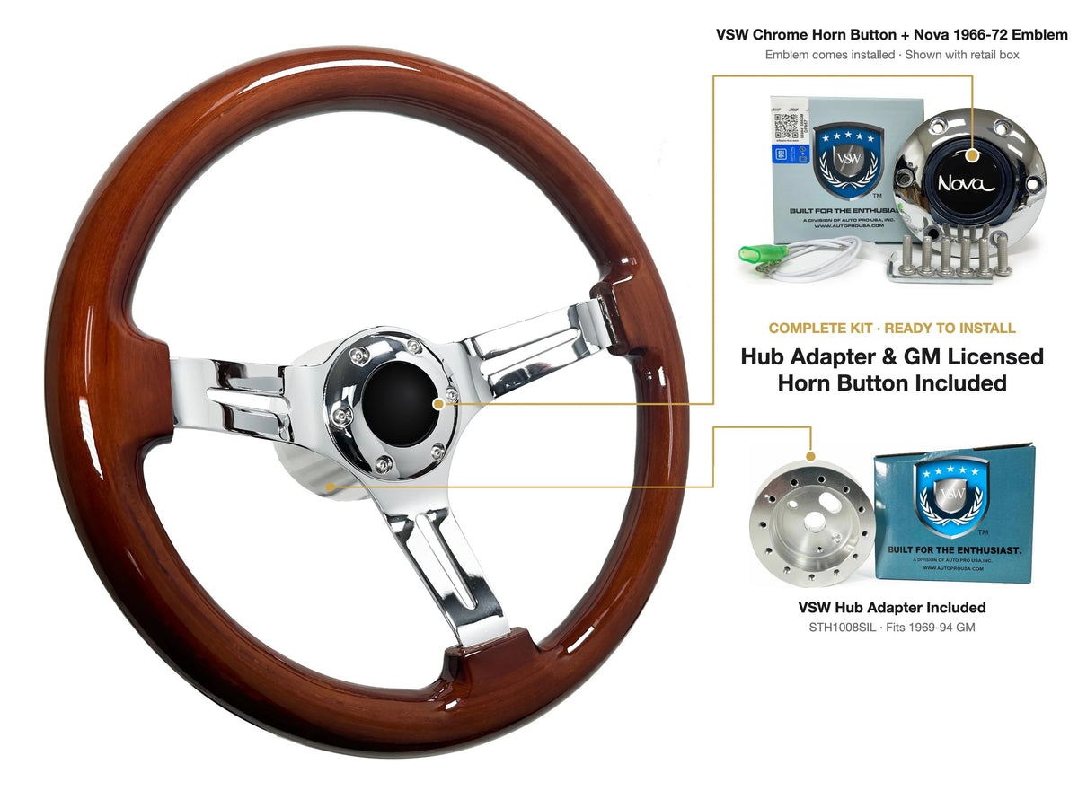 ST3011 kit - Chrome button, Nova 1966-72 emblem