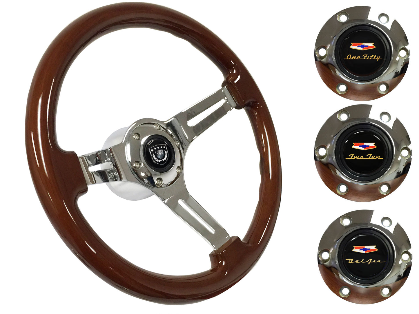 1955-68 Chevy Full Size Steering Wheel Kit | Mahogany Wood | ST3011