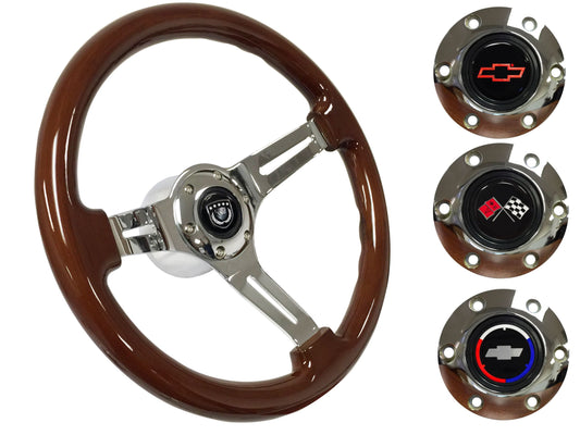 1990-2005 Corvette Steering Wheel Kit | Mahogany Wood | ST3011