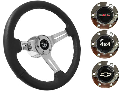 1960-73 Chevy Truck, GMC Steering Wheel Kit | Black Leather | ST3012BLK