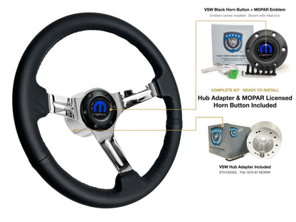 ST3012BLK 1970-87 MOPAR kit - Black button, MOPAR emblem, STH1033SIL hub