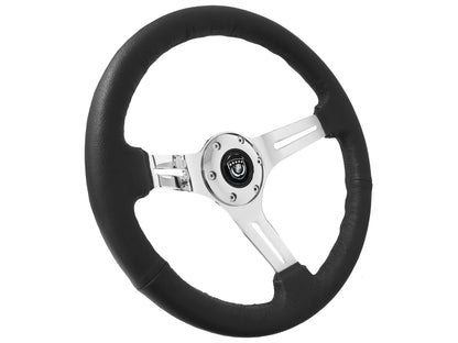 VSW S6 Sport Steering Wheel | Black Leather, Chrome | ST3012BLK