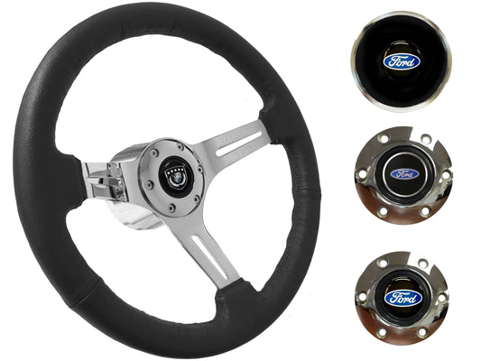 1969, 78-91 Ford Truck Steering Wheel Kit | Black Leather | ST3012BLK