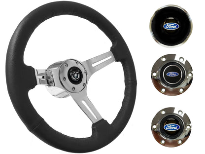 1965-69 Ford Ranchero Steering Wheel Kit | Black Leather | ST3012BLK